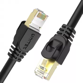UNITEK Cat.7 SSTP Ethernet komutācijas kabelis RJ45, 0.5m, pelēks, 10Gbps, 600MHz, zeltīts