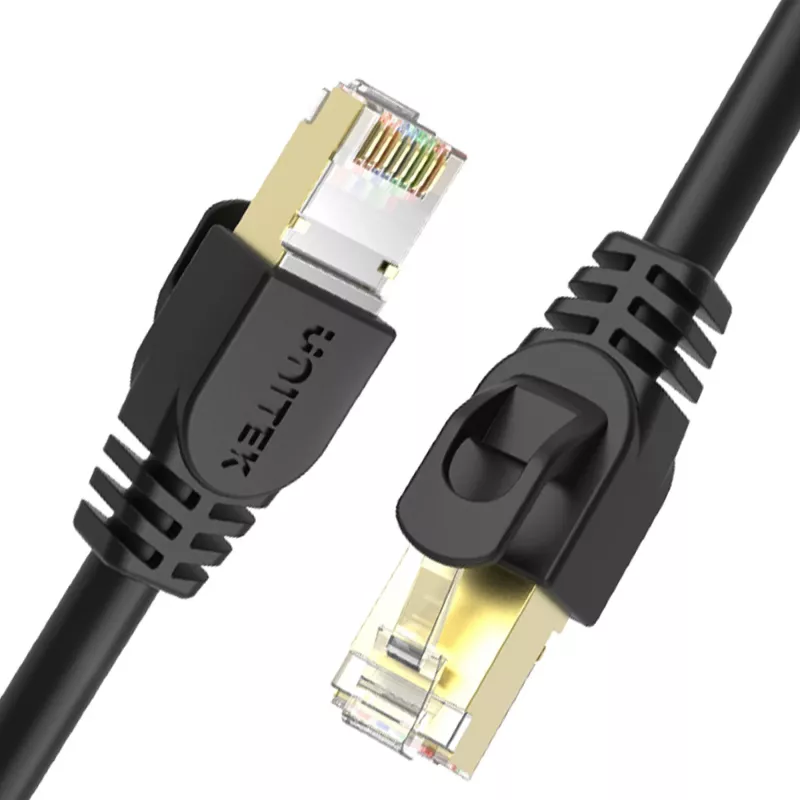 UNITEK Cat.7 SSTP Ethernet komutācijas kabelis RJ45, 0.5m, pelēks, 10Gbps, 600MHz, zeltīts