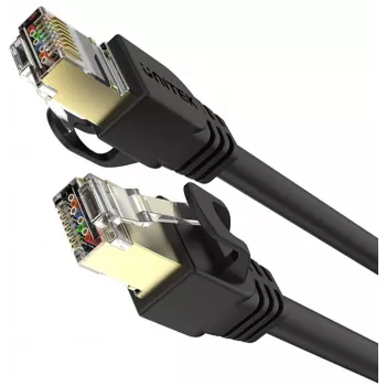 UNITEK Cat.7 SSTP Ethernet komutācijas kabelis RJ45, 0.5m, pelēks, 10Gbps, 600MHz, zeltīts