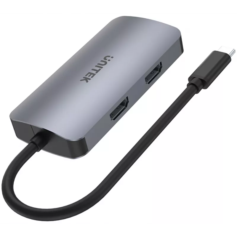 Unitek D1051A USB-C Hub ar 1x USB 3.0, VGA, 2x HDMI, Power Delivery un MST