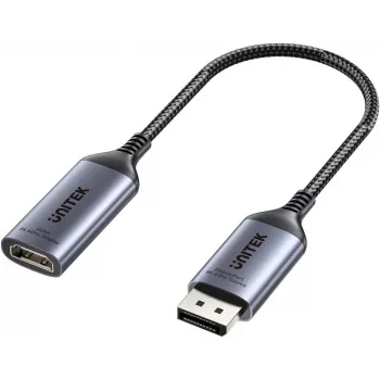 UNITEK DisplayPort 1.4 uz HDMI 2.1 Adapteris, 8K@60Hz, Aktīvs, Alumīnijs