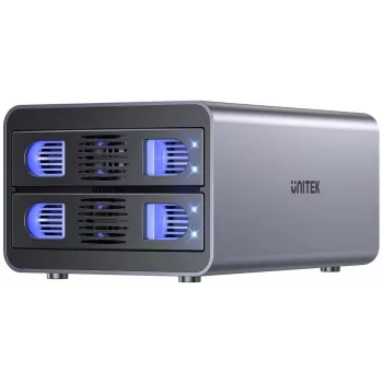 UNITEK RAID korpuss SATA diskdziņiem 2.5''/3.5'' 4 režīmi 40TB USB C 10Gb/s