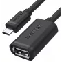 UNITEK USB 2.0 OTG kabelis, microUSB vīriešu uz USB-A sieviešu, 15 cm, melns