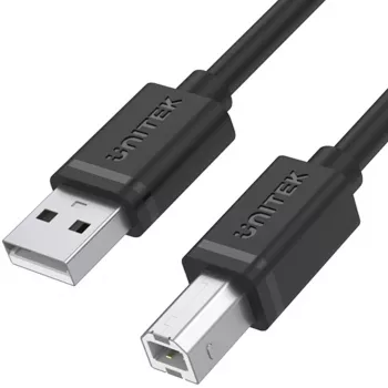 UNITEK USB 2.0 Type-A vīriešu uz Type-B vīriešu kabelis 2m Melns