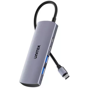 UNITEK USB-C Hub 4-in-1 USB-C 10 Gbps, 2x USB-A un 2x USB-C, Space Grey