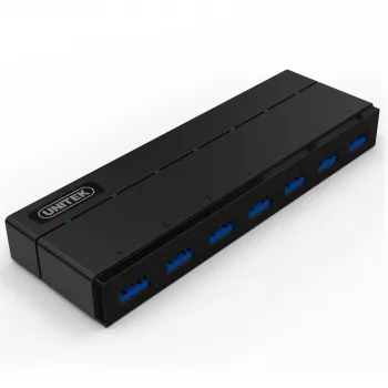 UNITEK Y-3184 7-Port USB 3.0 Hub with Power Adapter and BC 1.2 Charging