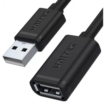 UNITEK Y-C449GBK USB 2.0 pagarinājuma kabelis, Type-A vīrietis uz sievieti, 1,5 m, melns