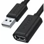 UNITEK Y-C449GBK USB 2.0 pagarinājuma kabelis, Type-A vīrietis uz sievieti, 1,5 m, melns