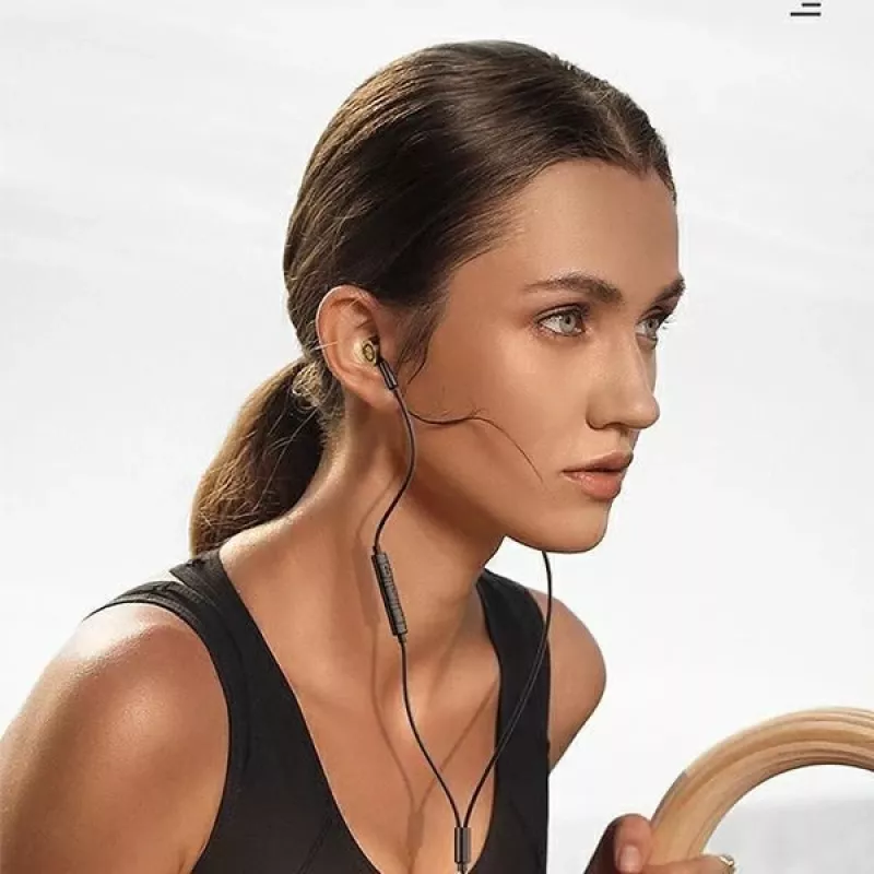 USAMS EP-43 Metal USB-C Stereo Earphones with Microphone, Black