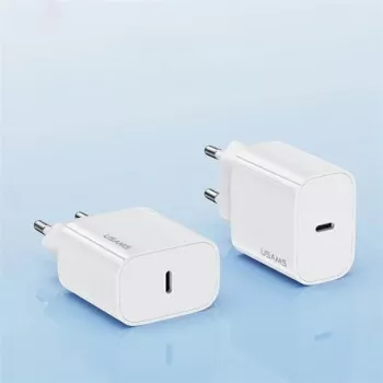 USAMS Yi Series T65 20W PD ātrais lādētājs ar USB-C uz USB-C 60W kabeli, balts (OYXLTZ01)