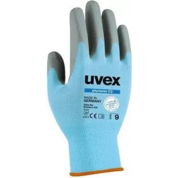 Uvex phynomic C3 aizsardzības cimdi, 8. izmērs (M), pelēki/antracīta, griešanas pretestības līmenis C, Aqua-Polymer putu pārklājums 6008008
