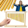 V-TONE CH20 cauruļveida vēja zvani – 6 alumīnija caurules, koka augšdaļa, 60 cm, dabīga apdare
