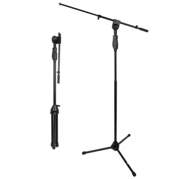 V-TONE DELUXE M1 Solo mikrofona statīvs ar šarnīra izlici un tripoda pamatni, regulējams augstums 900-1600 mm, melns