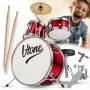 V-TONE VDJR 1 RD Mini akustiskais bungu komplekts 3 daļu sarkans junioru komplekts ar troni un irbulīšiem