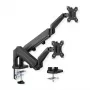 VALUE Divu roku galda stiprinājums LCD monitoriem 13-27 collas, augstuma regulēšana, VESA 75x75/100x100, melns