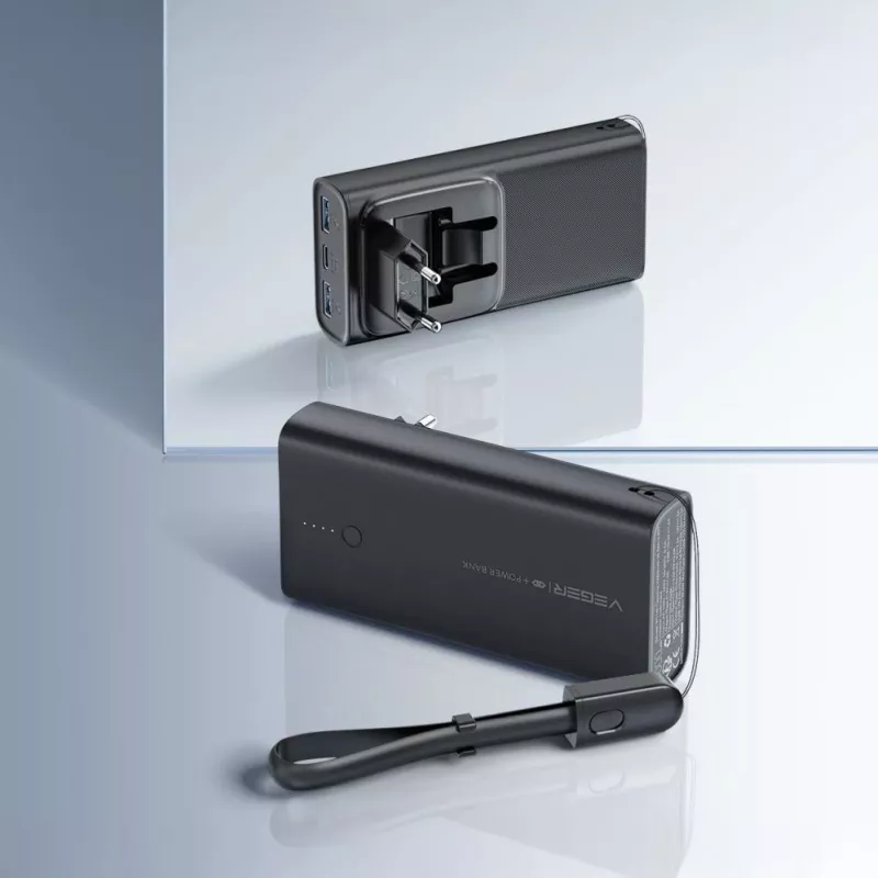 Veger ACE100 W1146 10000mAh 20W PD QC3.0 Power Bank - Melns
