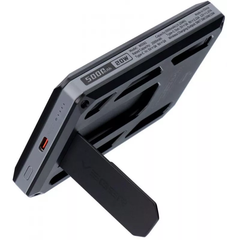 Veger GeoWallet Tracker X5 5000 mAh 20W PD QC 3.0 MFi MagSafe USB-C Power Bank - Melns