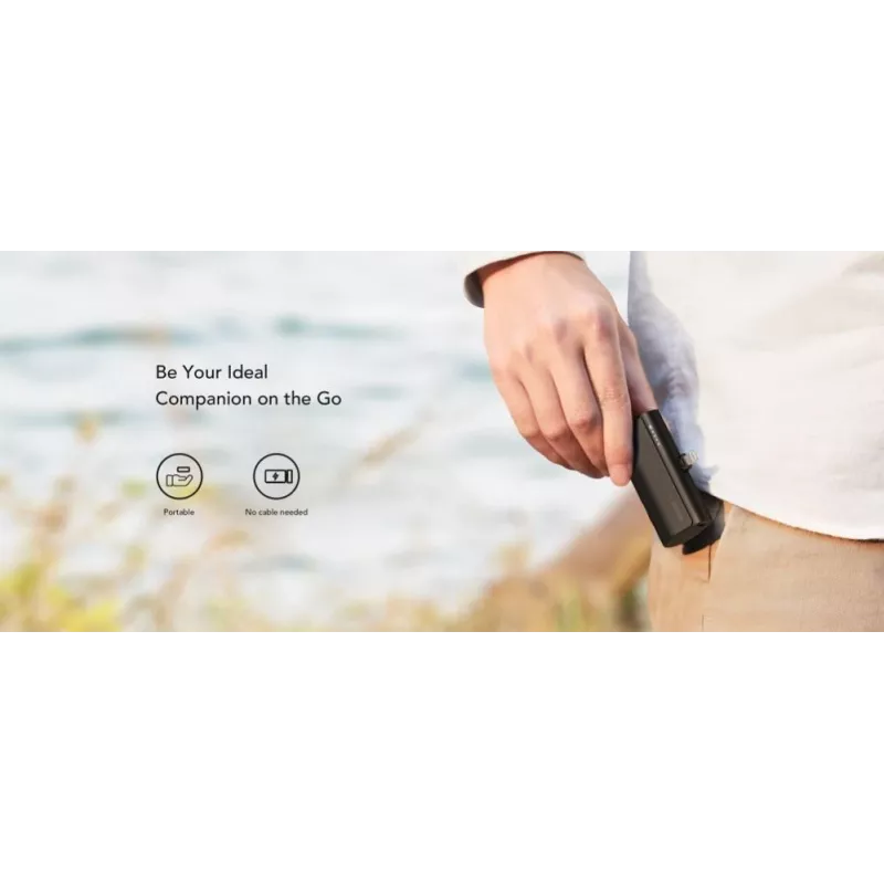 VEGER PlugOn Power Bank 5000 mAh 20W PD QC3.0 ar iebūvētu Lightning savienotāju Melns