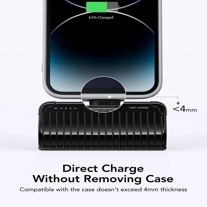 Veger PlugOn Power Bank (W0558P) 5000 mAh 20W PD QC3.0 ar iebūvētu Lightning savienotāju, melns