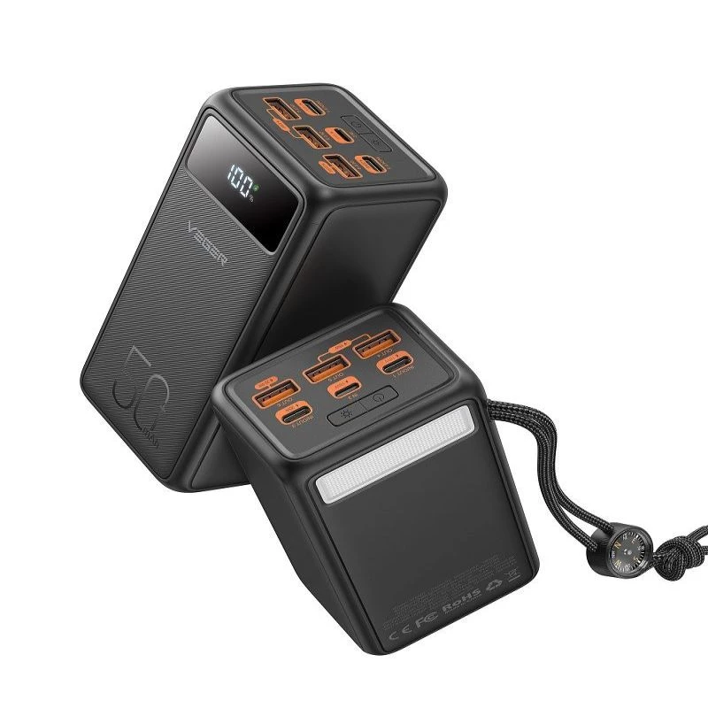 Veger Power Bank Tank Lite (W5001) PD QC3.0 5A 22.5W 50000 mAh Melns