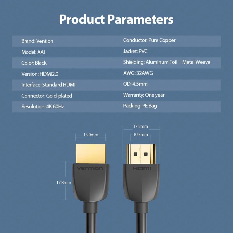 VENTION AAIBH HDMI kabelis 2m Melns