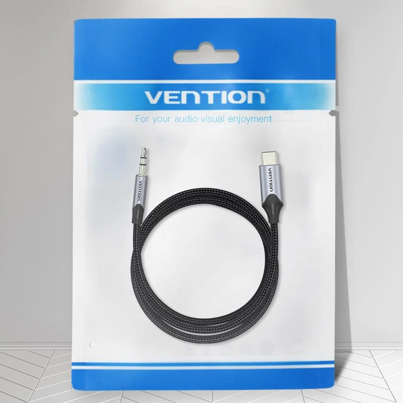 VENTION BGKHF USB-C uz 3,5 mm audio adaptera kabelis 1 m melns