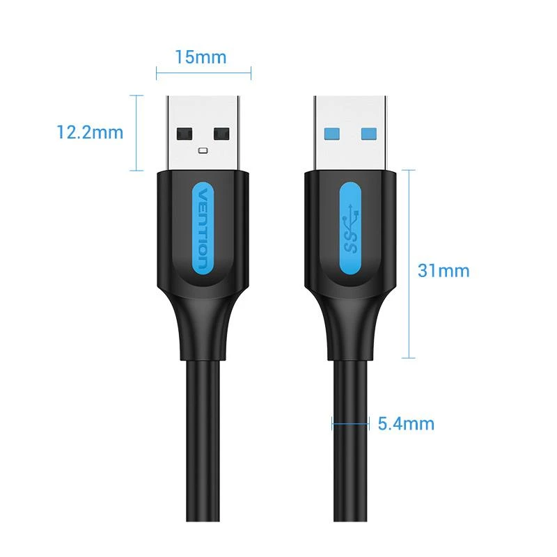 VENTION CONBI USB 3.0 kabelis vīrietis-vīrietis 3m melns