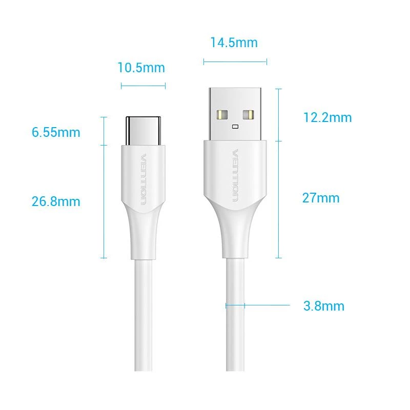 VENTION CTHWH USB-C uz USB 2.0 kabelis 2m Balts