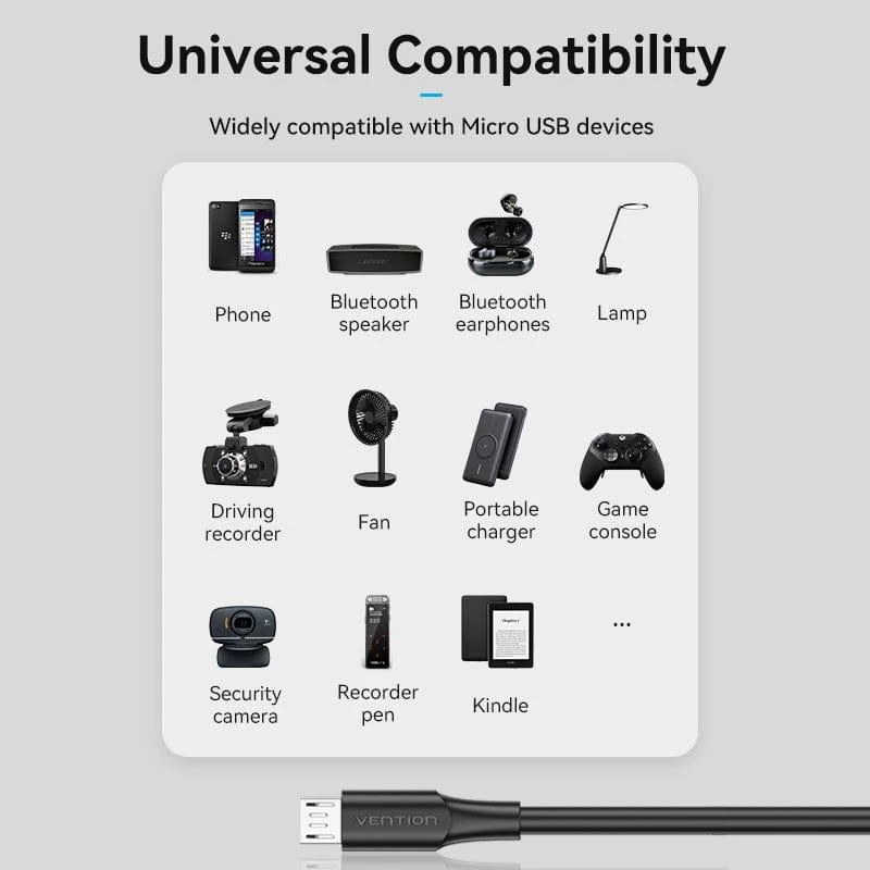 VENTION CTIBC USB 2.0 to Micro-B Cable 0.25m Black