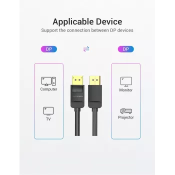 VENTION HACBF DisplayPort kabelis 1m Melns