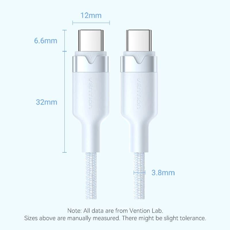 VENTION TRDBF USB-C uz USB-C kabelis 1m Melns