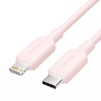 VENTION USB-C uz Lightning kabelis 1m rozā LAKPF - 20W PD ātrā uzlāde un 480Mbps datu sinhronizācija