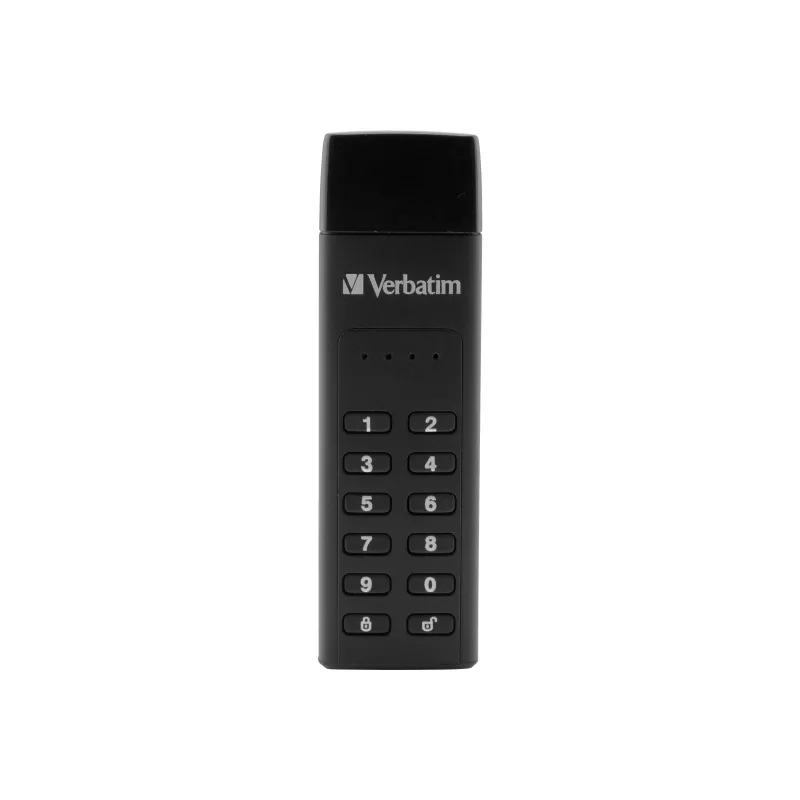 Verbatim Keypad Secure 32GB USB 3.2 Gen 1 Flash Drive ar aparatūras AES 256 bitu šifrēšanu - Melns