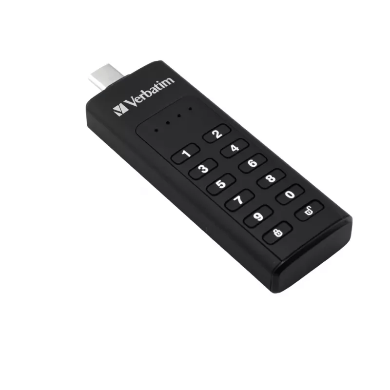 Verbatim Keypad Secure 32GB USB 3.2 Gen 1 Flash Drive ar aparatūras AES 256 bitu šifrēšanu - Melns