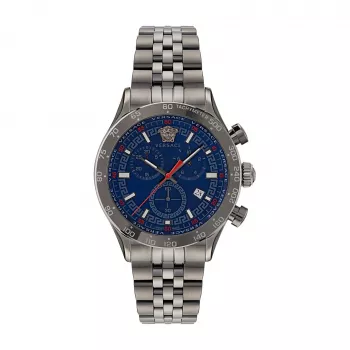 Versace vīriešu pulkstenis VE2U00722 44mm Šveices kvarcs GMT nerūsējošais tērauds