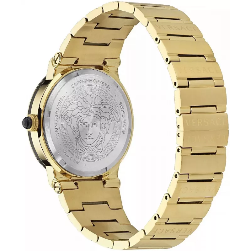 VERSACE V-Chrono vīriešu pulkstenis VE7G00323 38mm melns ciparnīca ādas siksniņa
