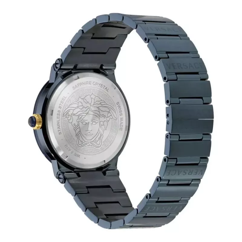 Versace V-Circle Vīriešu Pulkstenis VE7G00423 38mm Šveices Kvarcs Nerūsējošais Tērauds Āda Melns