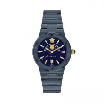Versace V-Circle Vīriešu Pulkstenis VE7G00423 38mm Šveices Kvarcs Nerūsējošais Tērauds Āda Melns