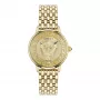 VERSACE V-Circle Unisex Swiss Quartz Watch 38mm Stainless Steel Black Dial Leather Strap VE6F00623