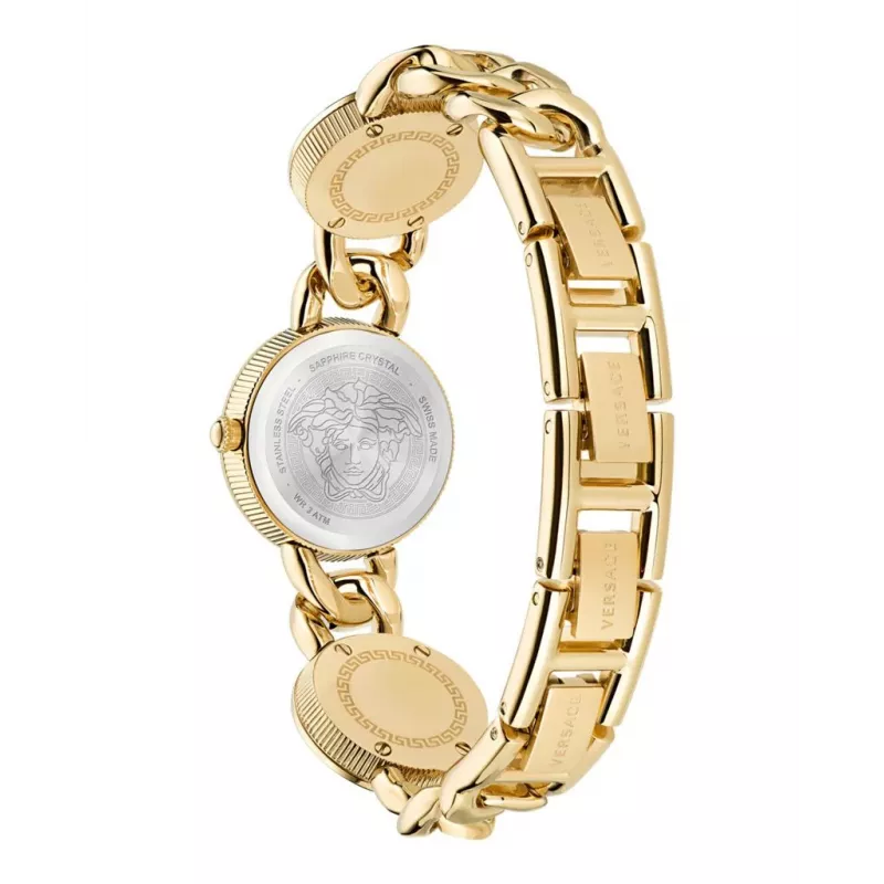 Versace V-Circle sieviešu Šveices kvarca pulkstenis 26mm melns ciparnīca ādas siksna VE3C00422