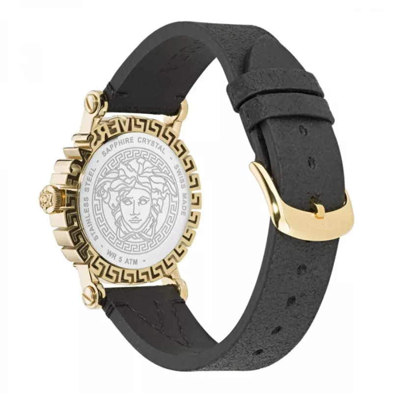 Versace V-Circle Sieviešu Šveices kvarca pulkstenis VE6D00223 40mm Melns ciparnīca Ādas siksniņa