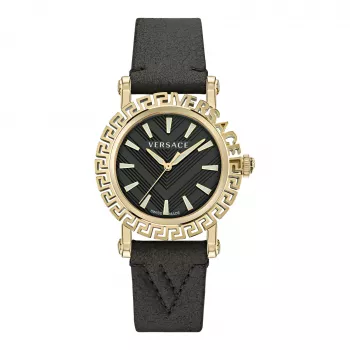 Versace V-Circle Sieviešu Šveices kvarca pulkstenis VE6D00223 40mm Melns ciparnīca Ādas siksniņa