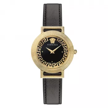 Versace V-Circle sieviešu pulkstenis VE3D00322 36mm Swiss Quartz nerūsējošā tērauda melns ciparnīca ādas siksniņa