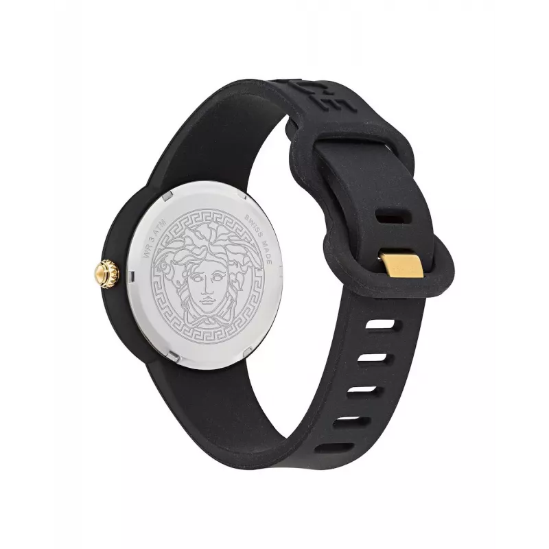 Versace V-Motif sieviešu Šveices kvarca pulkstenis VE6G00223 39mm melns ciparnīca ādas siksna