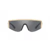 VERSACE VE2197-10006G Unisex saulesbrilles, melns rāmis, pelēks spoguļstikls, pilota forma, 140 mm