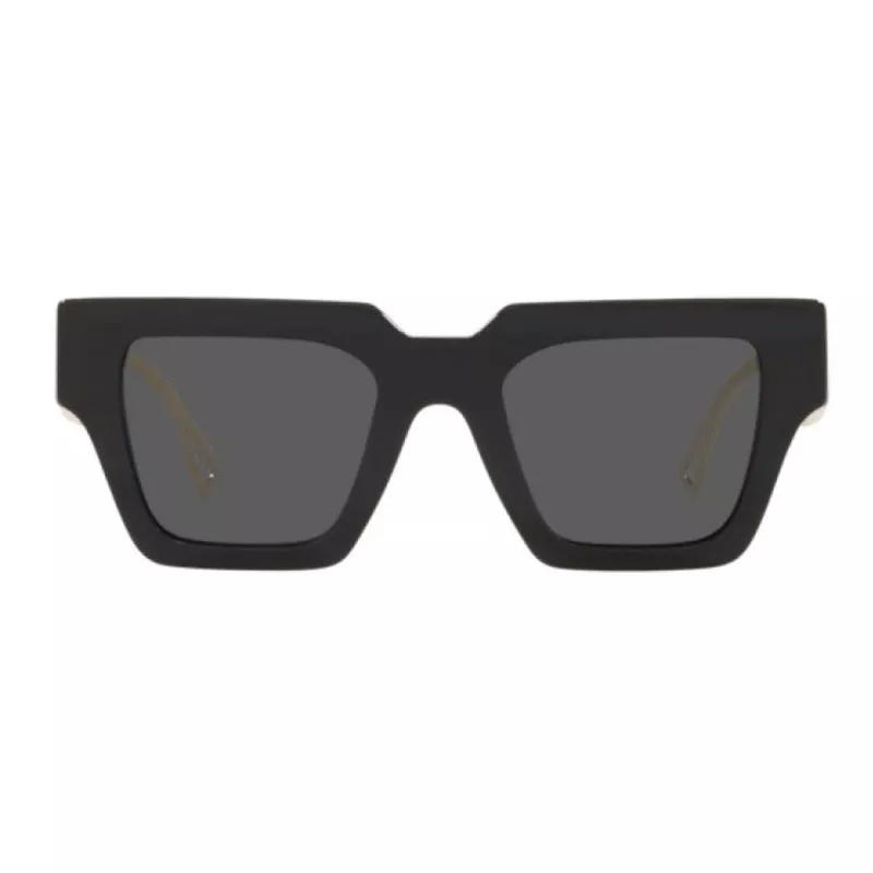VERSACE VE4431F-GB187 Sieviešu kaķacs formas saulesbrilles - Melns acetāta rāmis, Pelēkas poliamīda lēcas, UV400 aizsardzība, 50/22/145 mm