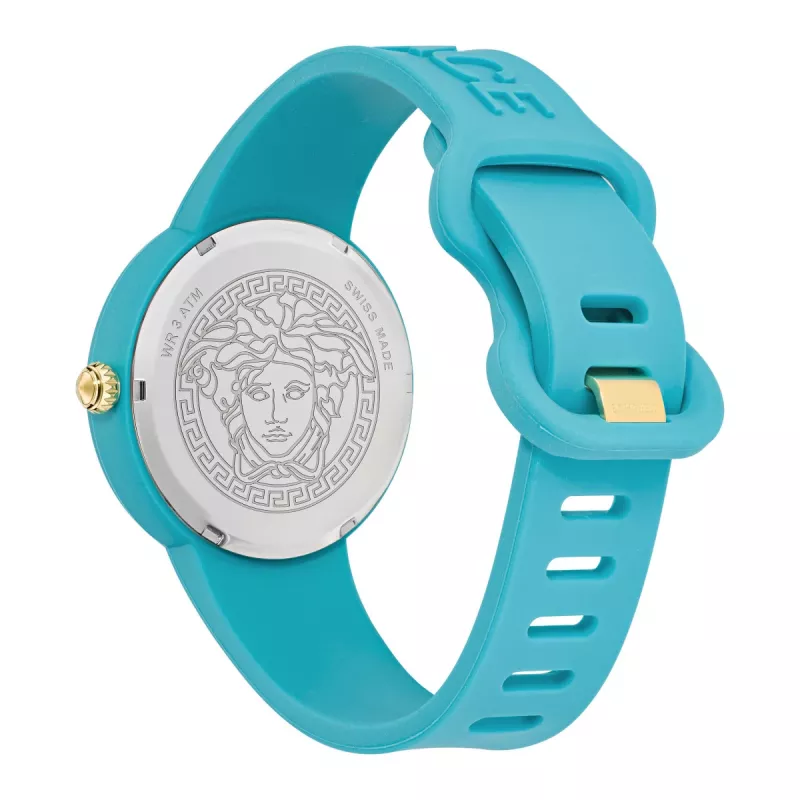 Versace sieviešu V-Motif Šveices kvarca pulkstenis VE6G00423 (39 mm) melns ciparnīca, ādas siksna