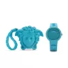 Versace sieviešu V-Motif Šveices kvarca pulkstenis VE6G00423 (39 mm) melns ciparnīca, ādas siksna