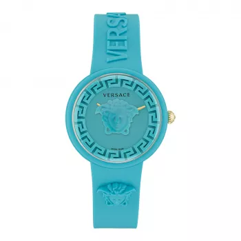 Versace sieviešu V-Motif Šveices kvarca pulkstenis VE6G00423 (39 mm) melns ciparnīca, ādas siksna