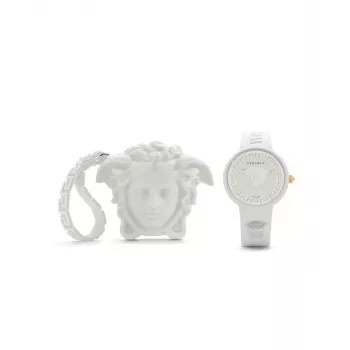 Versace sieviešu VE6G00123 Šveices kvarca 39mm nerūdējošā tērauda pulkstenis ar melnu ādas siksnu un sudraba ciparnīcu